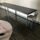 Mesa de madera con patas de metal 160x70x73. Color Gris Oscuro